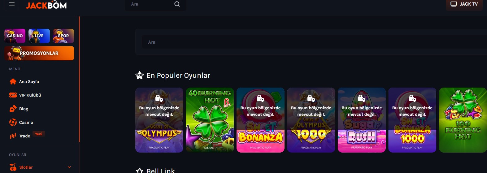 Jackbom Casino Oyunu